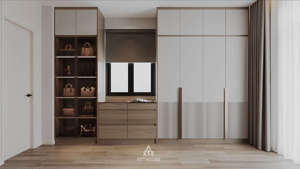 Phòng ngủ Contemporary Luxury sang trọng, tinh giản và đầy thư giãn tại  thiết kế biệt thự Vinhomes Royal Island.