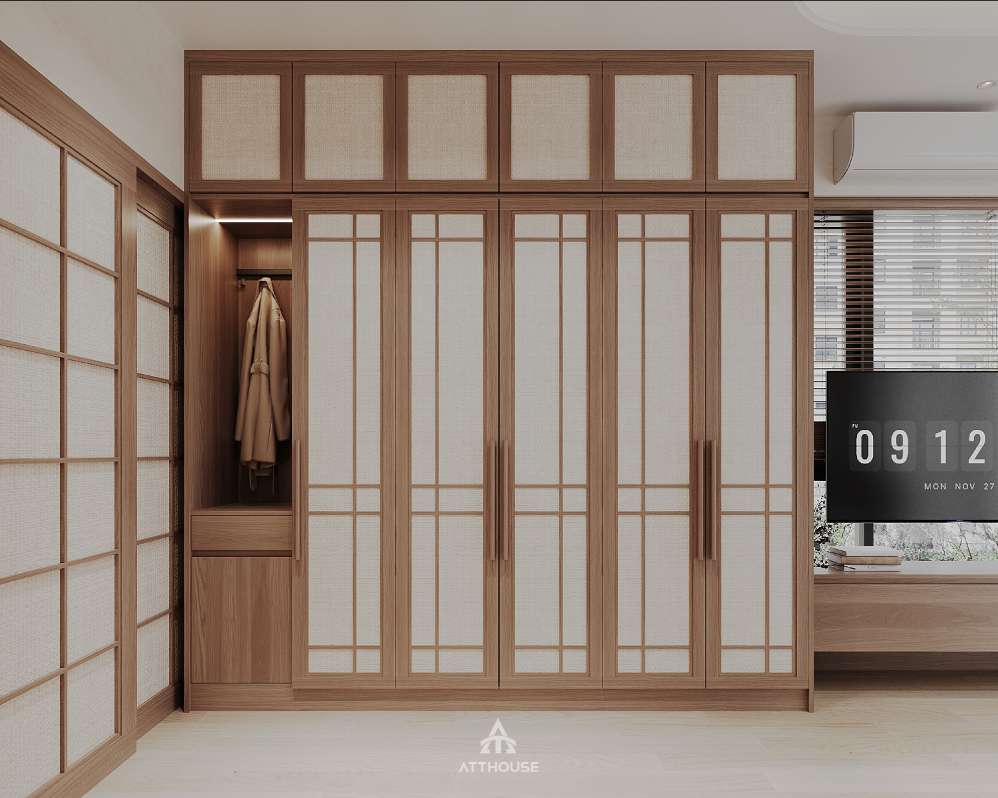 Không gian phòng ngủ với hệ tủ tiện ích tại thiết kế biệt thự Vinhomes Royal Island