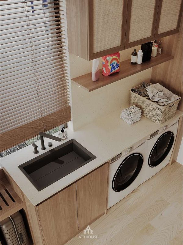 Khu vực giặt phòng ngủ 1 phong cách Modern Classic tại thiết kế biệt thự Vinhomes Royal Island