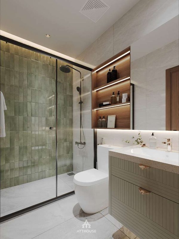 Không gian phòng tắm, wc hiện đại tại thiết kế biệt thự Vinhomes Royal Island