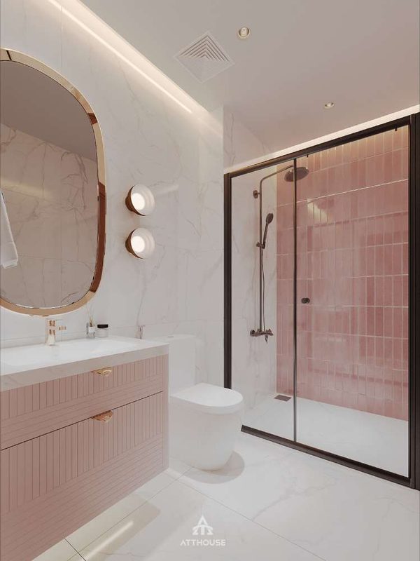 Không gian phòng tắm, wc hiện đại tại thiết kế biệt thự Vinhomes Royal Island