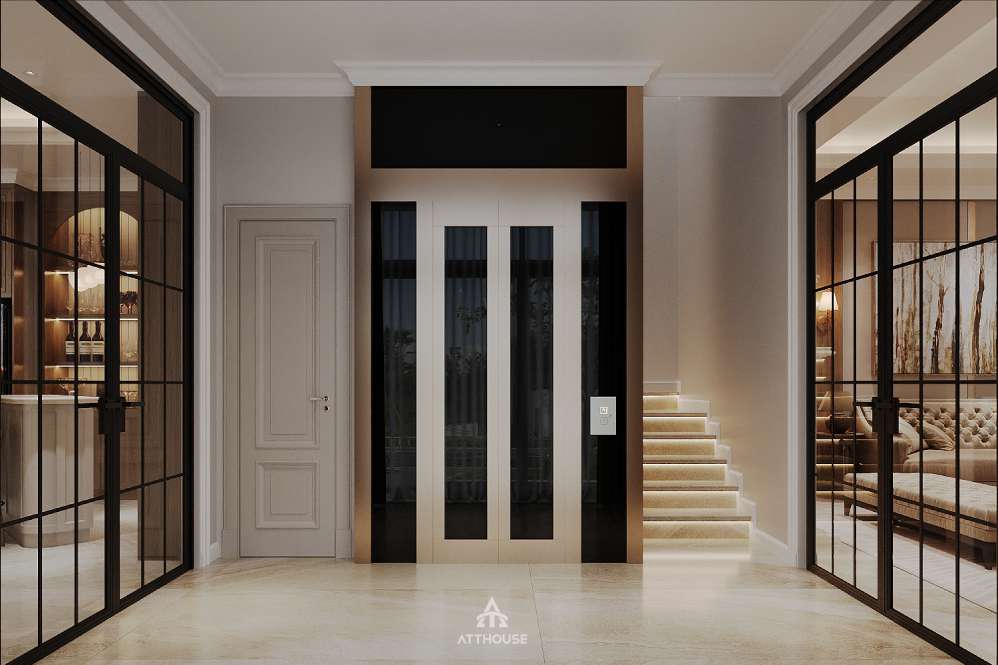 Không gian bếp Modern Classic tại thiết kế biệt thự Vinhomes Royal Island – giao thoa giữa nét đẹp vượt thời gian và tiện nghi hiện đại.