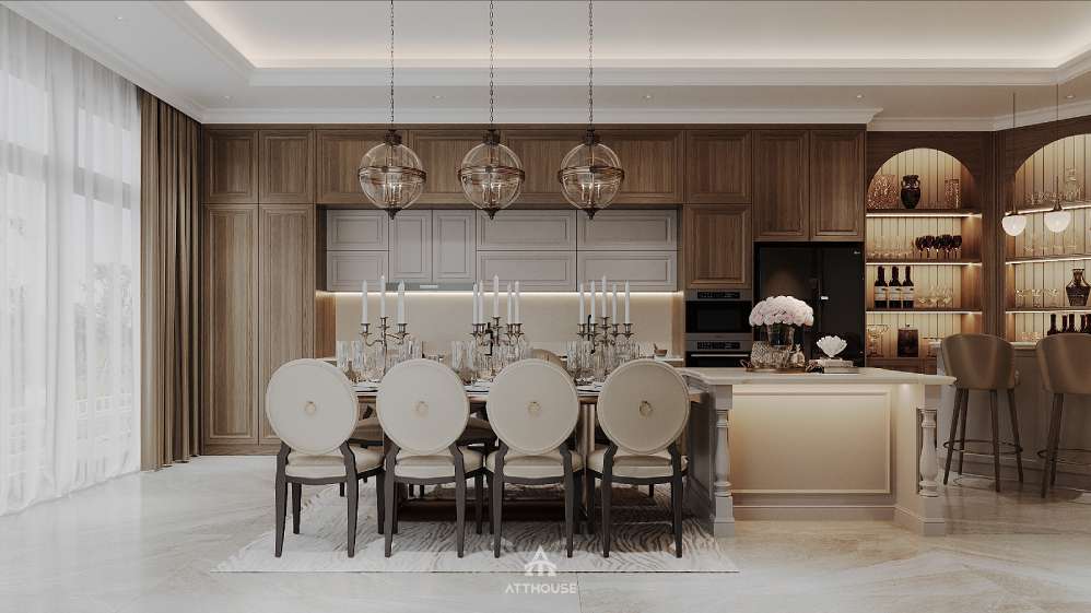 Thiết kế phòng bếp biệt thự phong cách Modern Classic tại Vinhomes Royal Island - Vẻ đẹp vượt thời gian trong một diện mạo đương đại