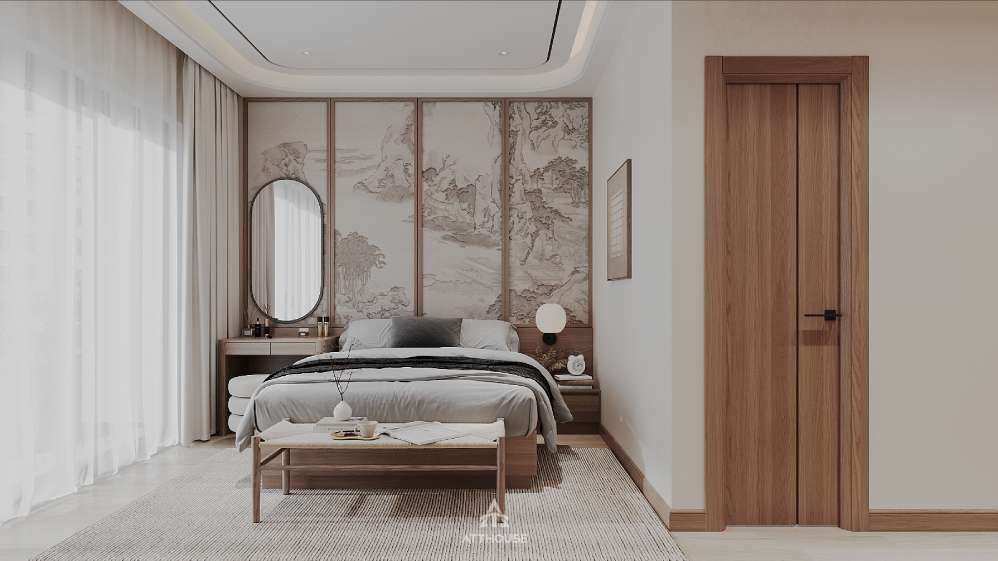 Không gian phòng ngủ 2 mang phong cách Modern Classic  tại thiết kế biệt thự Vinhomes Royal Island