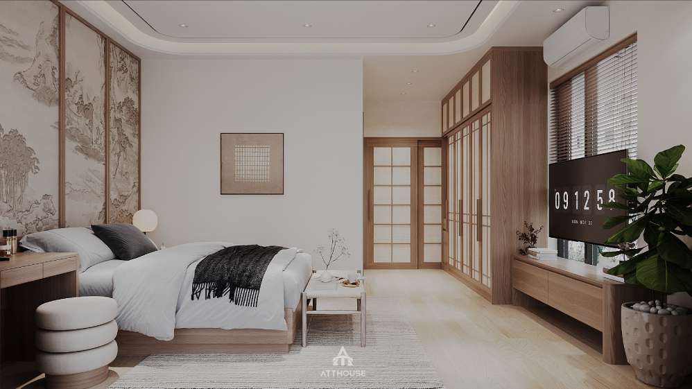 Không gian phòng ngủ 2 hiện đại tại thiết kế biệt thự Vinhomes Royal Island