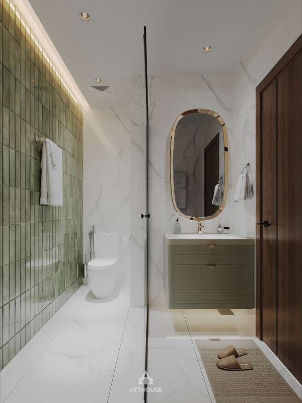Không gian phòng tắm,wc hiện đại tại thiết kế biệt thự Vinhomes Royal Island