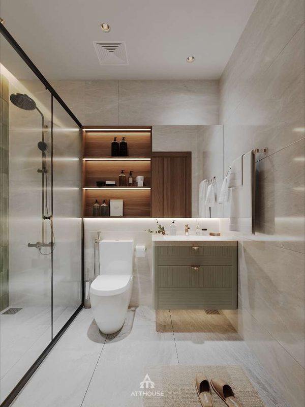 Không gian phòng tắm, wc thời thượng tại thiết kế biệt thự Vinhomes Royal Island